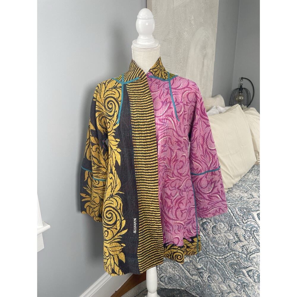 Boho Patchwork Jacket Mieko Mintz M | Kantha Quilt Y2K Artsy Cottagecore